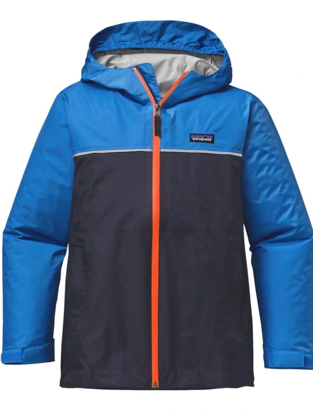 Patagonia Blue/Navy Boys' Torrentshell Rain Jacket with Orange Zipper Sz M (10)